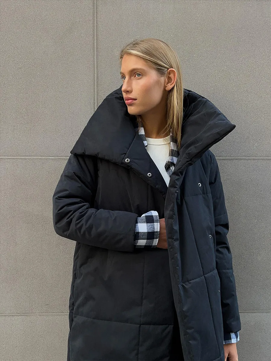 Women’s Long Windproof Puffer Parka for Winter