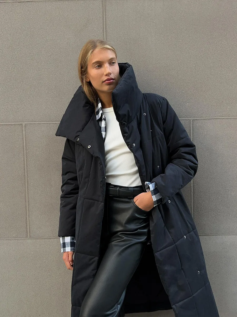 Women’s Long Windproof Puffer Parka for Winter