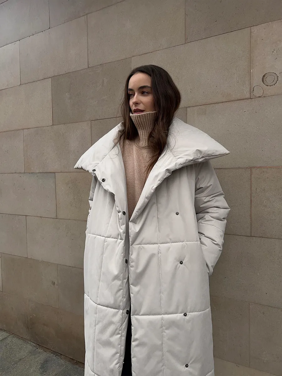 Women’s Long Windproof Puffer Parka for Winter