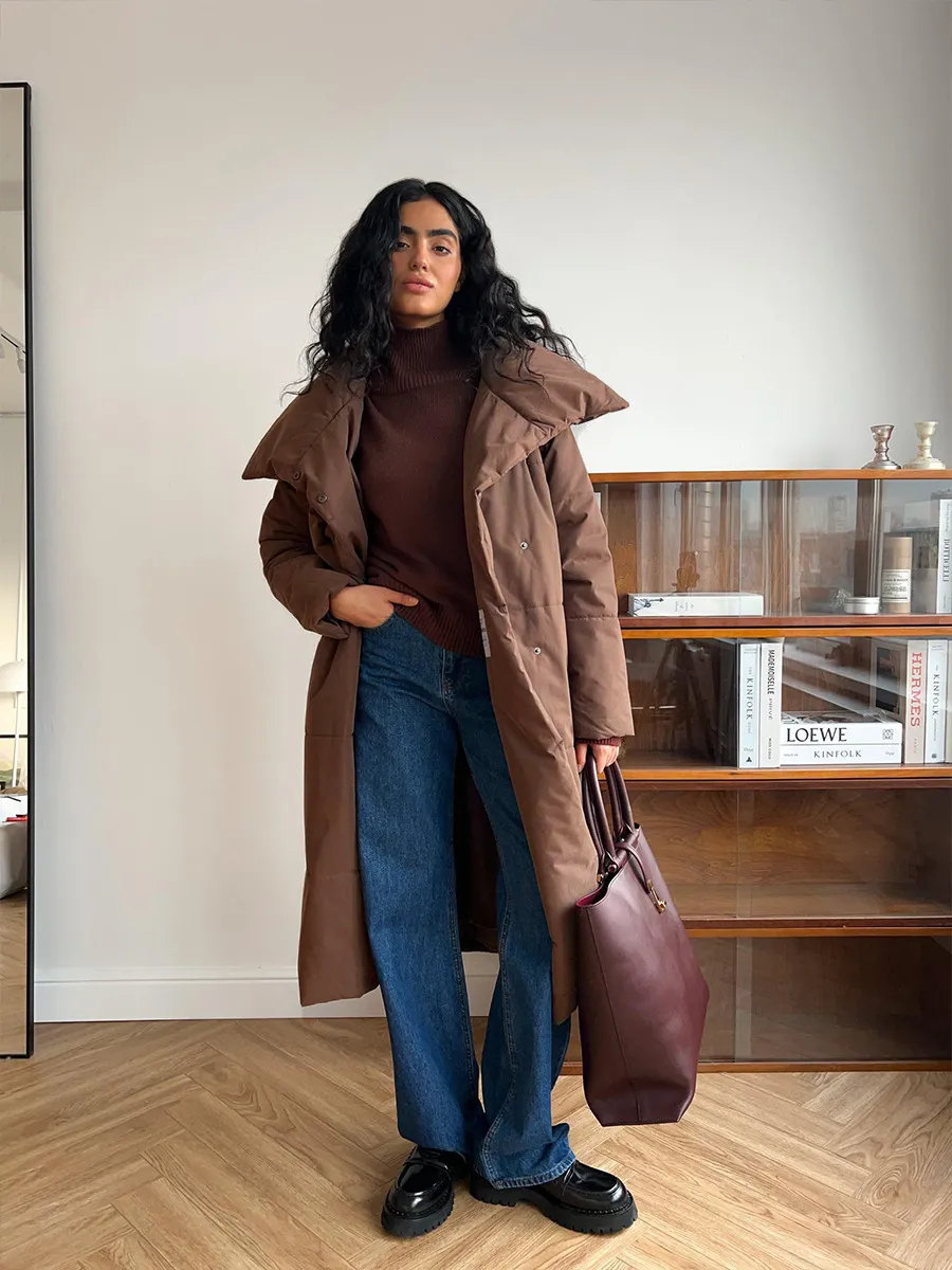 Women’s Long Windproof Puffer Parka for Winter