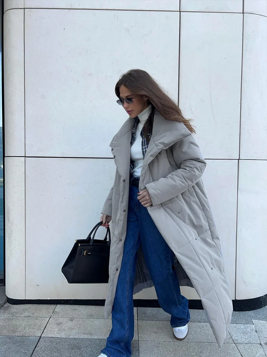 Women’s Long Windproof Puffer Parka for Winter