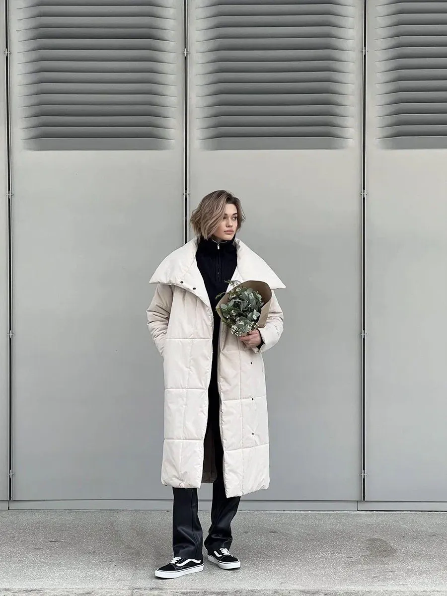 Women’s Long Windproof Puffer Parka for Winter