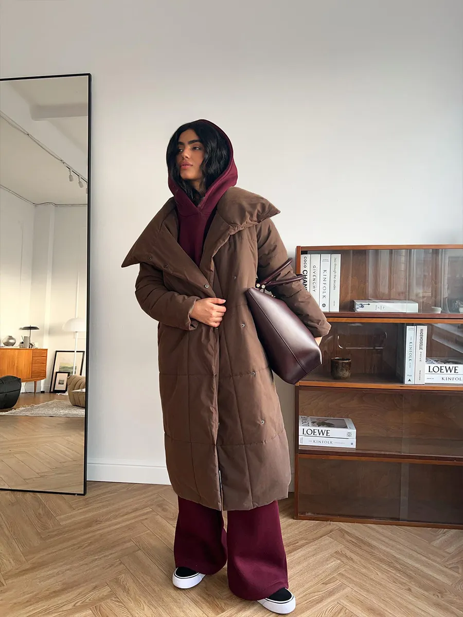 Women’s Long Windproof Puffer Parka for Winter