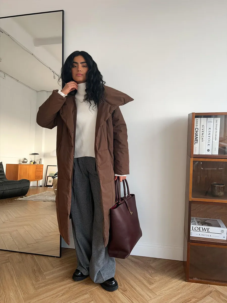 Women’s Long Windproof Puffer Parka for Winter