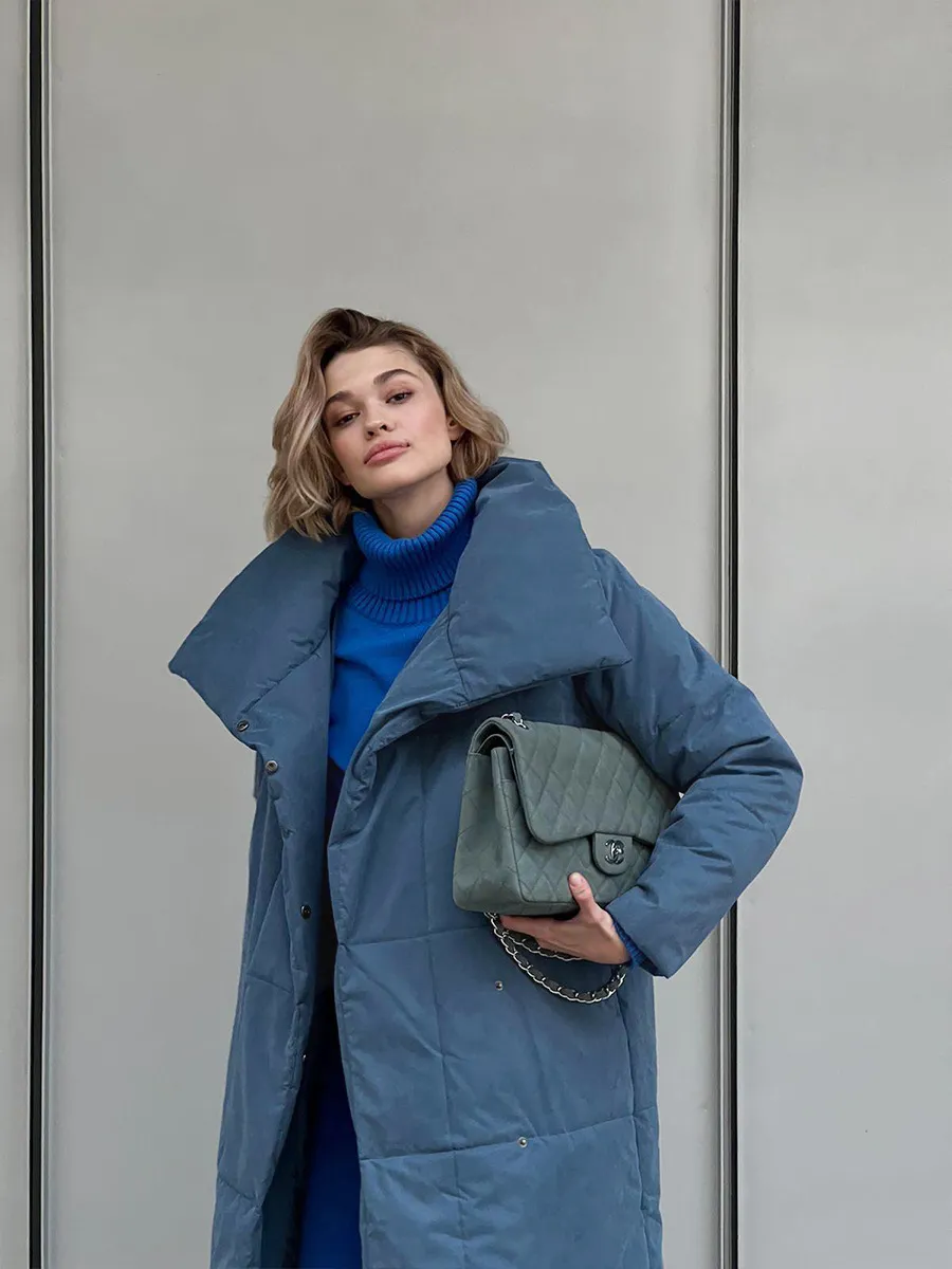 Women’s Long Windproof Puffer Parka for Winter