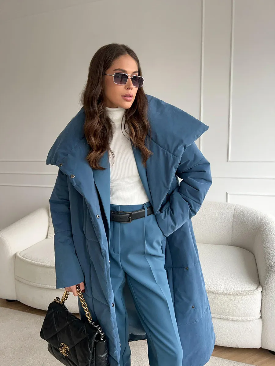Women’s Long Windproof Puffer Parka for Winter