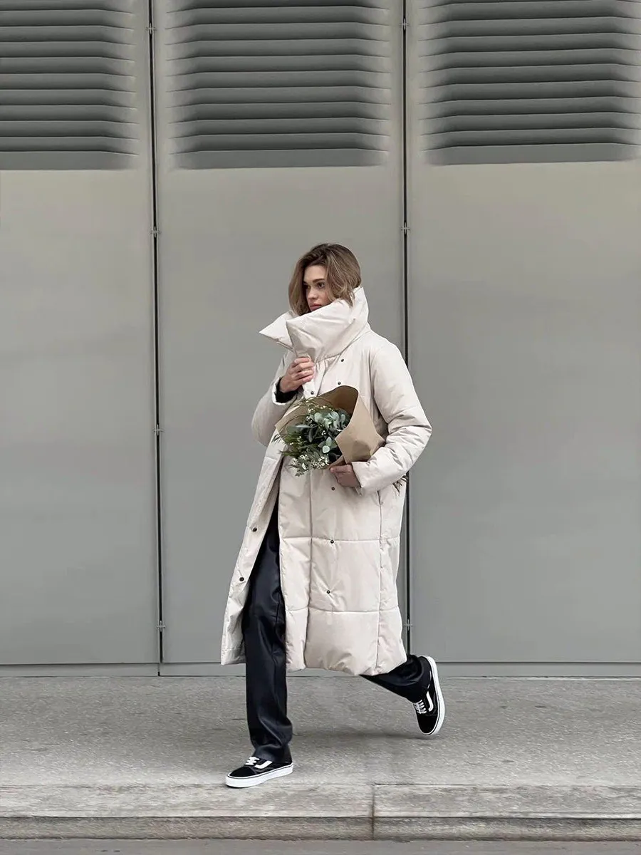 Women’s Long Windproof Puffer Parka for Winter