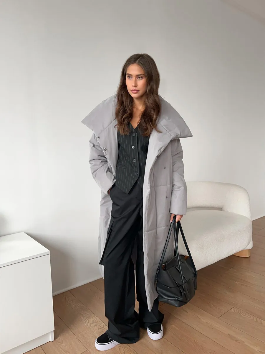 Women’s Long Windproof Puffer Parka for Winter
