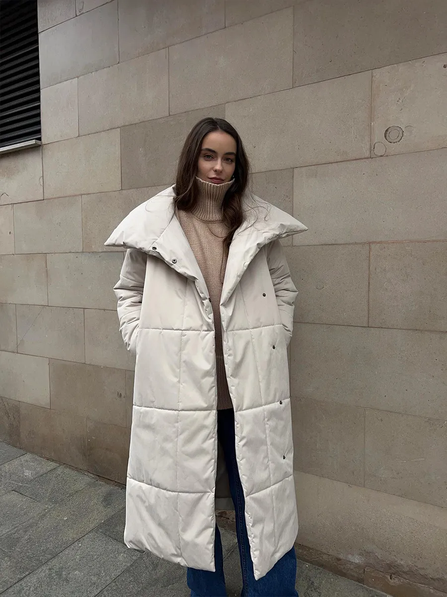 Women’s Long Windproof Puffer Parka for Winter