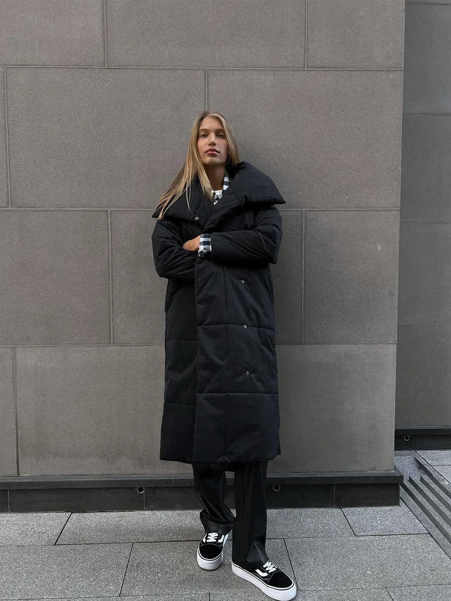 Women’s Long Windproof Puffer Parka for Winter