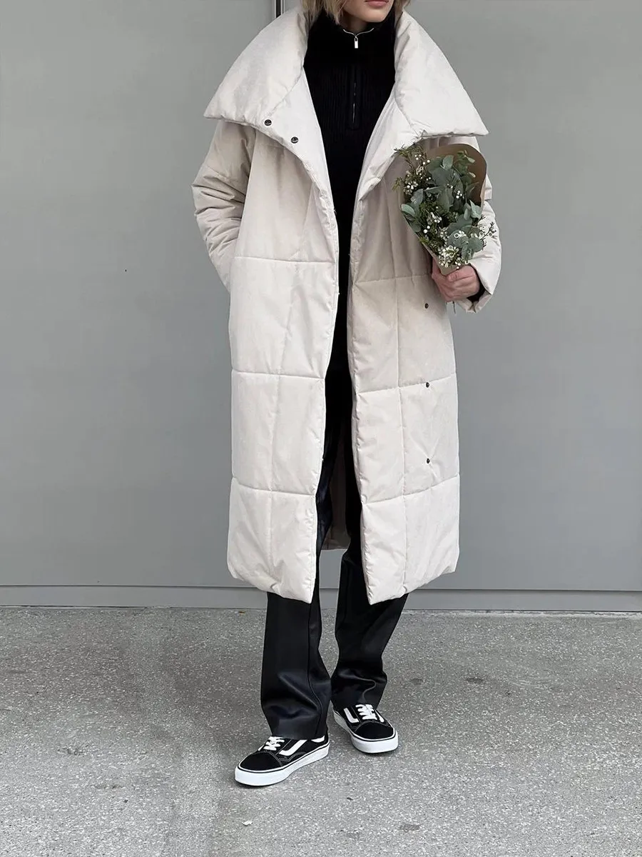 Women’s Long Windproof Puffer Parka for Winter