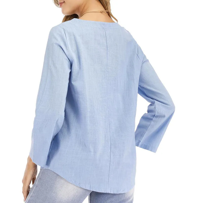 Women's Loose Cotton Long-sleeved Shirt