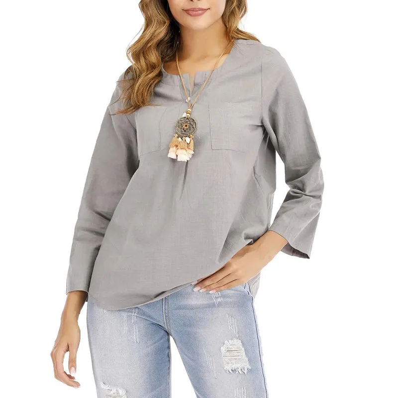 Women's Loose Cotton Long-sleeved Shirt