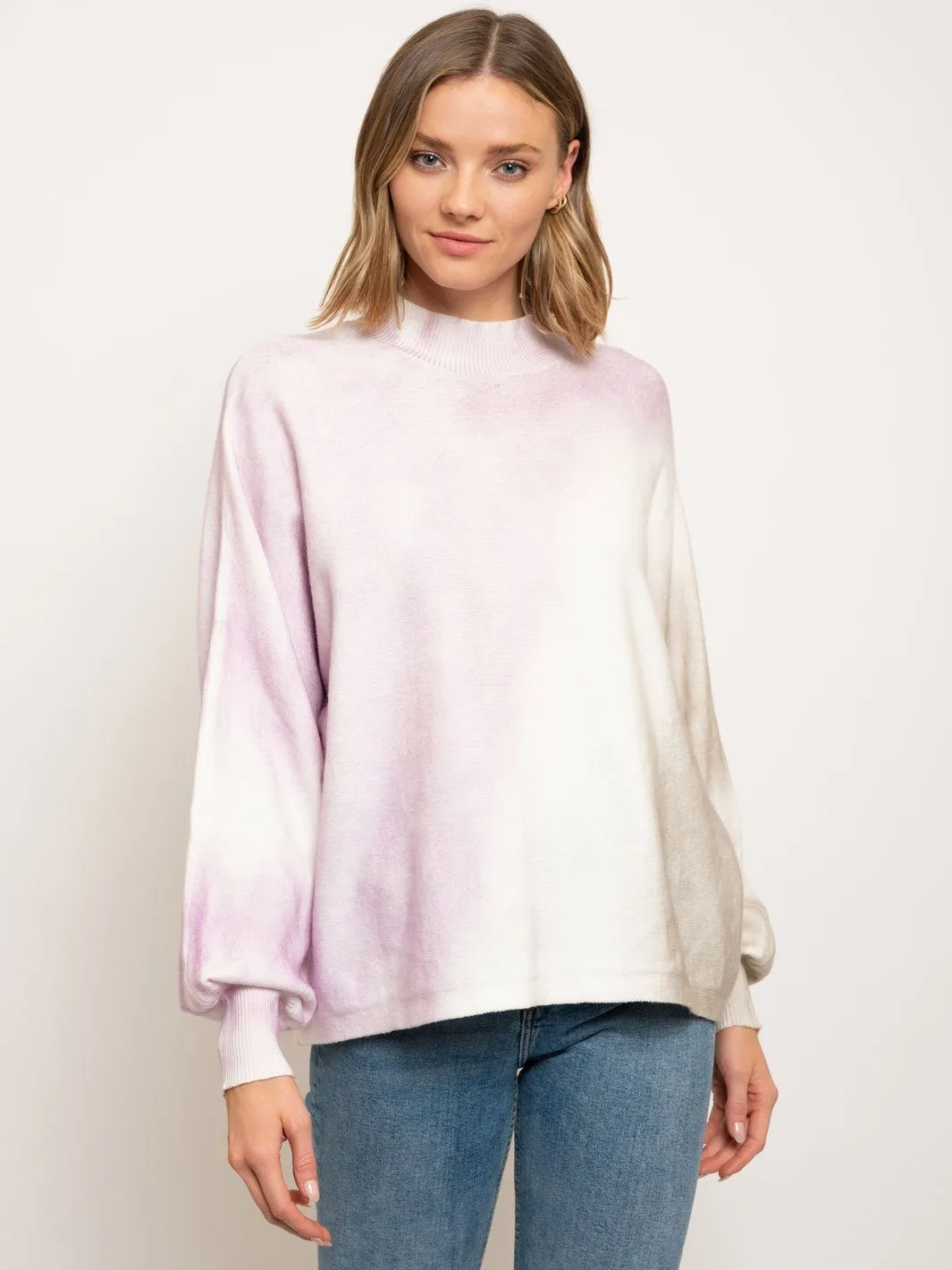 WOMEN'S TIE DYE LONG SLEEVE KNIT TOP