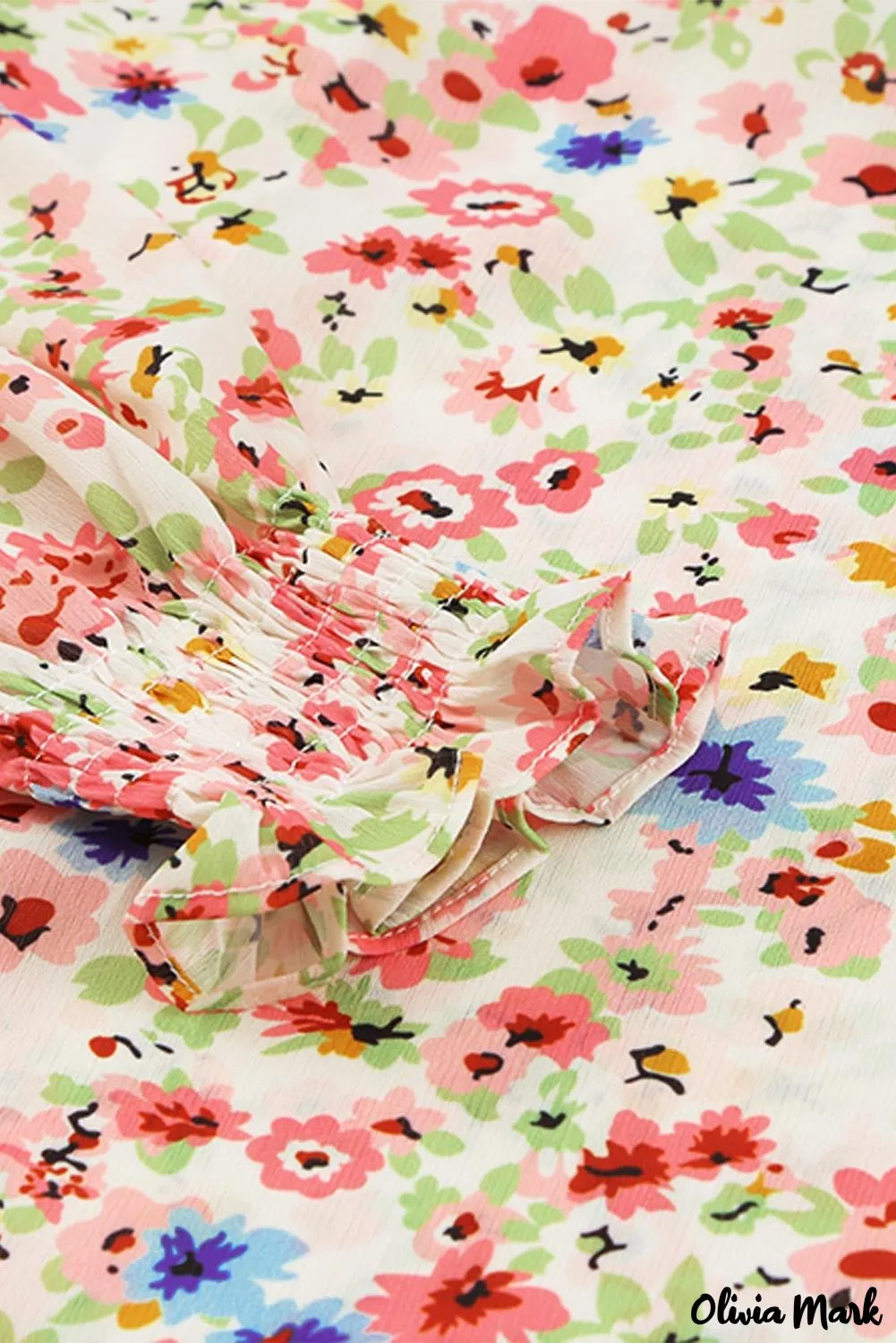 Xieyinshe - Floral Print V-Neck Long Sleeve Shirt