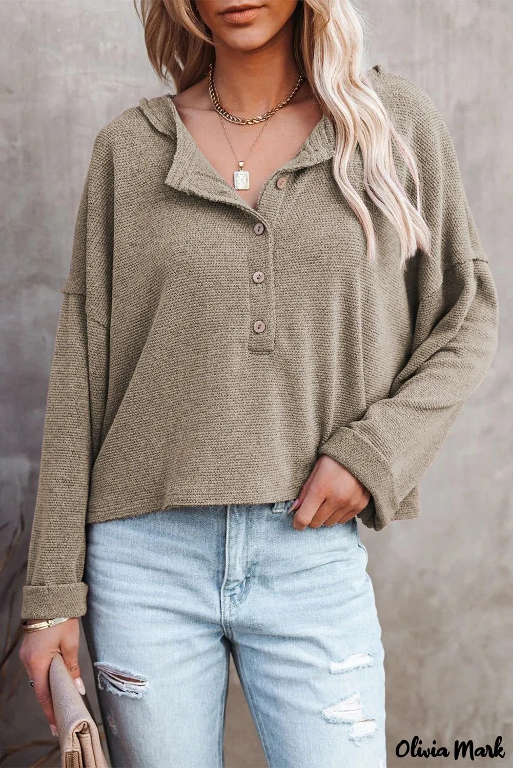 Xieyinshe - Loose buttoned khaki long sleeve shirt