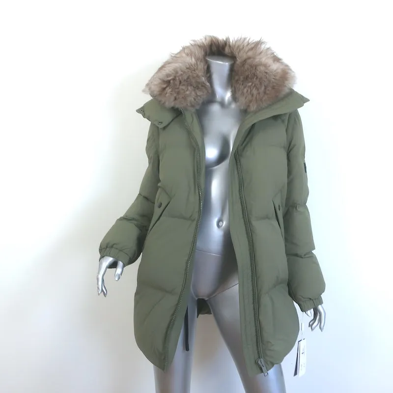 Yves Salomon ARMY Convertible Down Puffer Coat Green Size 38 Hooded Vest NEW