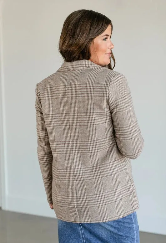 Z Supply Anna Plaid Blazer, Milk Shake